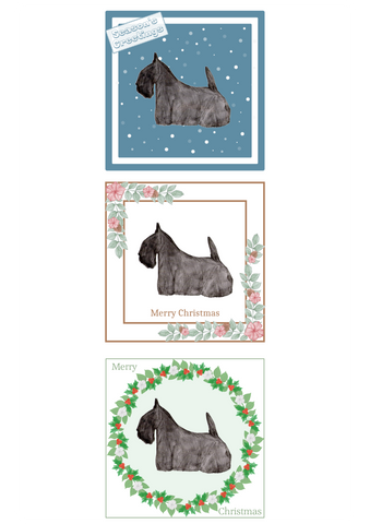 Scottish Terrier Christmas Card Choice of 3 Card Designs Single or Multi Pack