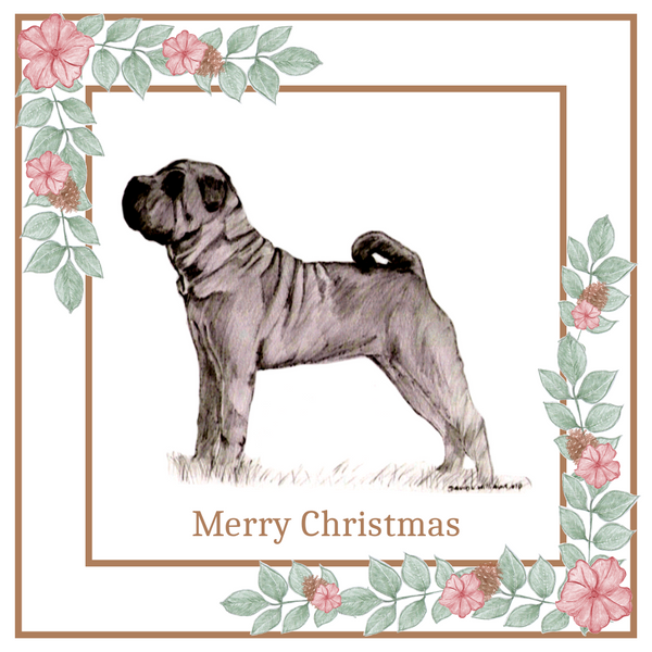 Shar Pei Christmas Card Choice of 3 Card Designs Single or Multi Pack