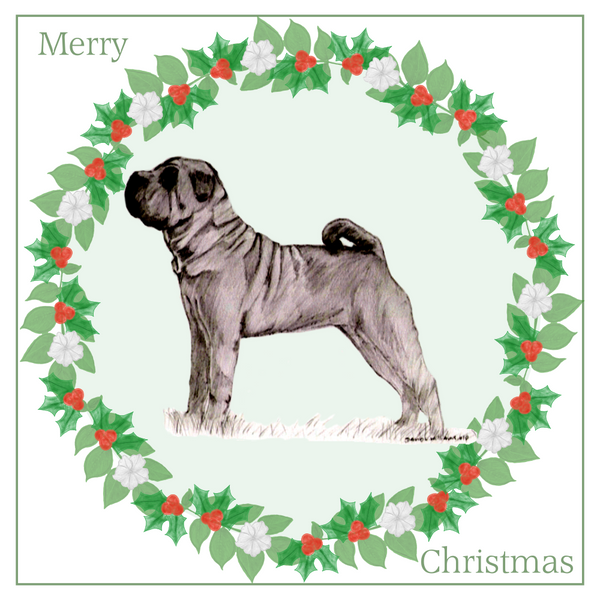 Shar Pei Christmas Card Choice of 3 Card Designs Single or Multi Pack