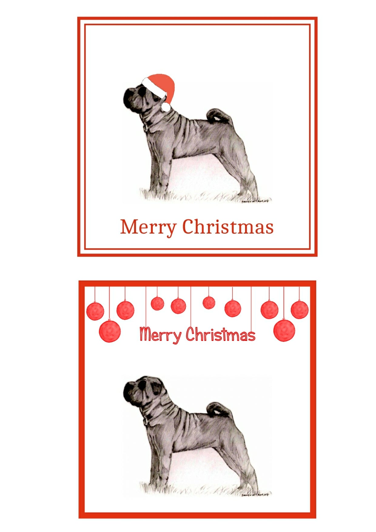 Shar Pei Christmas Cards Pack of 6