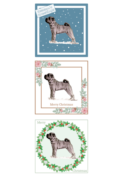 Shar Pei Christmas Card Choice of 3 Card Designs Single or Multi Pack