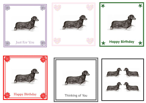 Dachshund Short haired  Greeting Card Choice of 6 Designs BIRTHDAY, THINKING OF YOU, BLANK