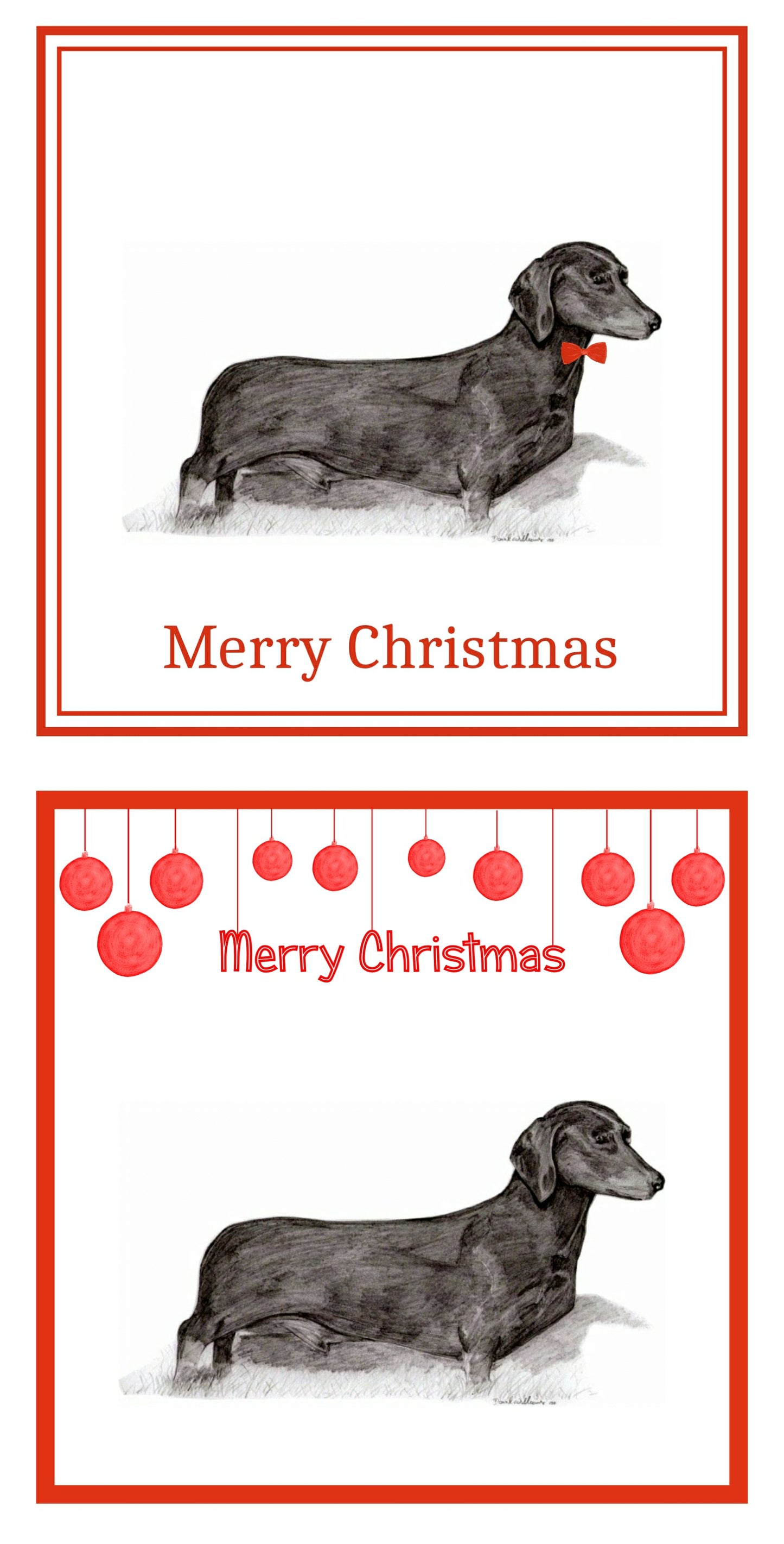 S/H Dachshund Christmas Cards Pack of 6
