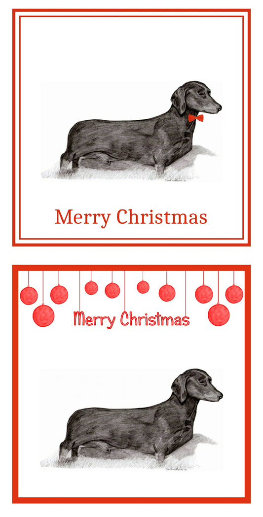 S/H Dachshund Christmas Cards Pack of 6