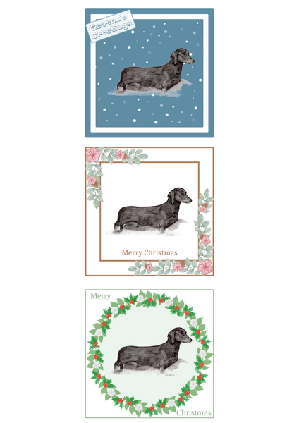 S/H Dachshund Christmas Card Choice of 3 Card Designs Single or Multi Pack