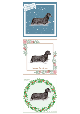 S/H Dachshund Christmas Card Choice of 3 Card Designs Single or Multi Pack