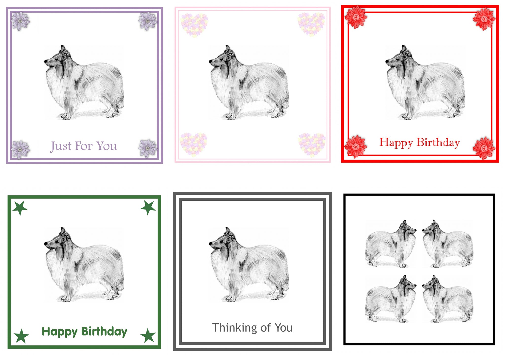 Sheltie Greeting Card Choice of 6 Designs BIRTHDAY, THINKING OF YOU, BLANK