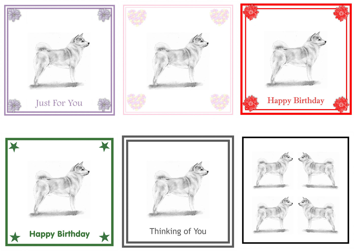 Shiba Inu Greeting Card Choice of 6 Designs BIRTHDAY, THINKING OF YOU, BLANK