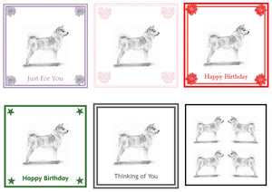 Shiba Inu Greeting Card Choice of 6 Designs BIRTHDAY, THINKING OF YOU, BLANK