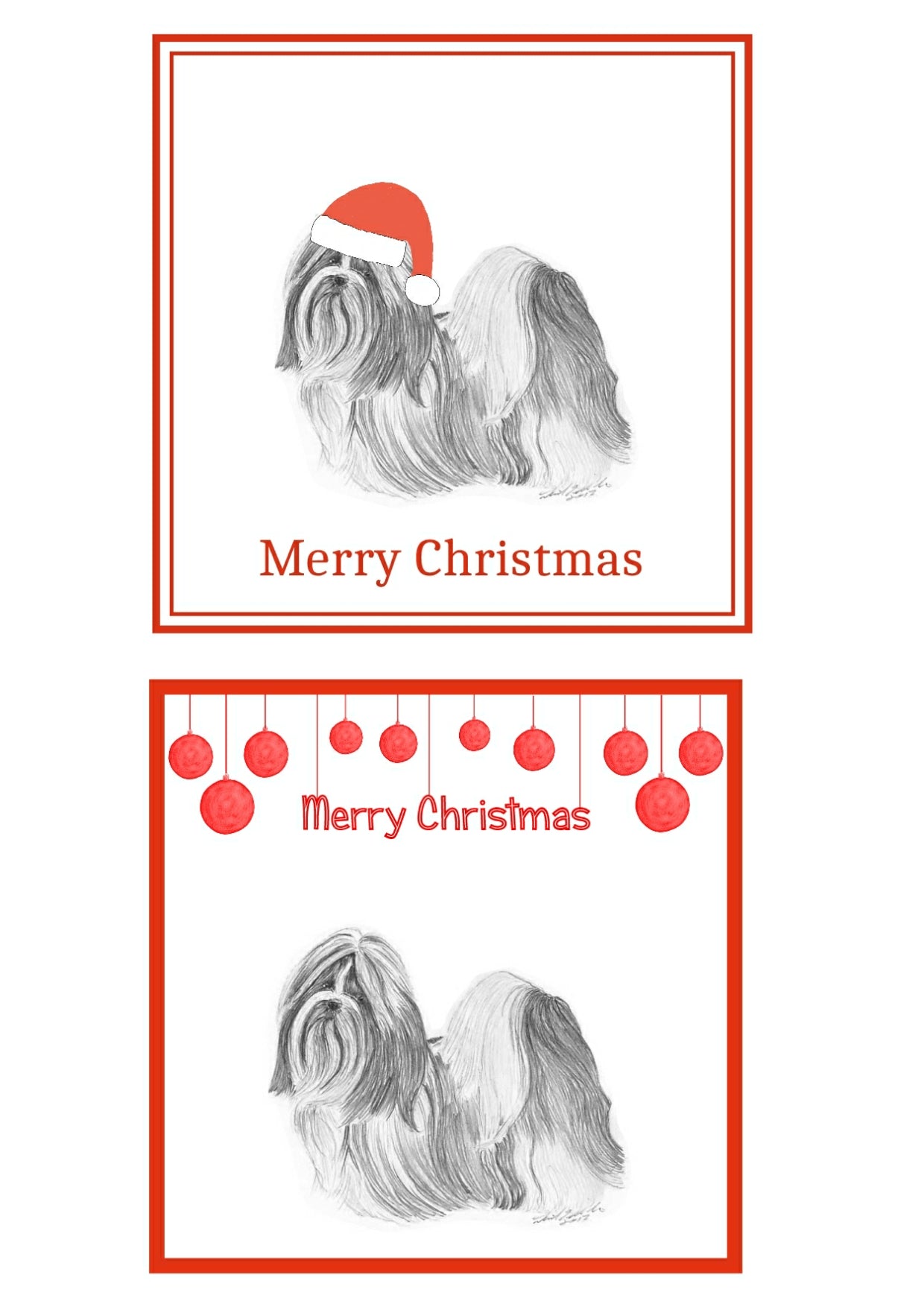 Shih Tzu Christmas Cards Pack of 6
