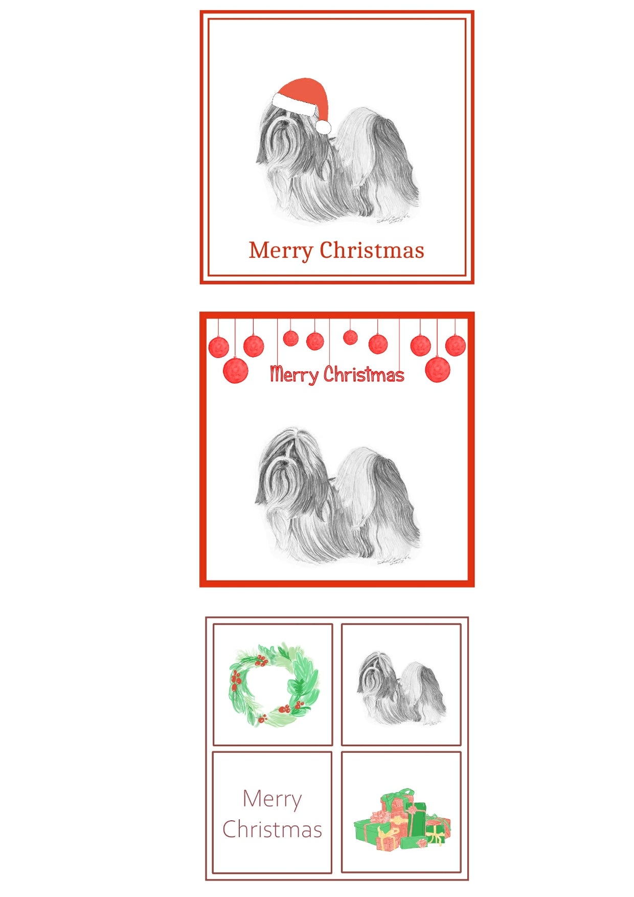 Shih Tzu Christmas Card Choice of 3