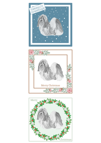 Shih Tzu Christmas Card Choice of 3 Card Designs Single or Multi Pack