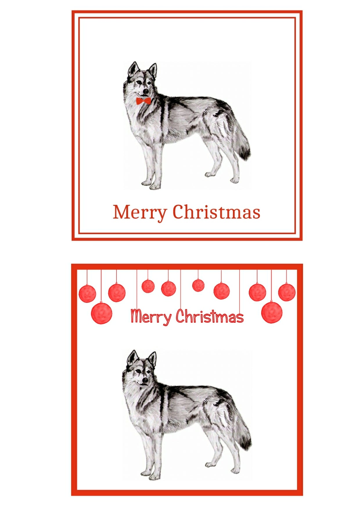 Siberian Husky Christmas Cards Pack of 6