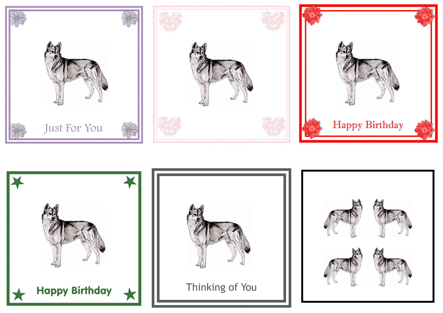 Siberian Husky Greeting Card Choice of 6 Designs BIRTHDAY, THINKING OF YOU, BLANK
