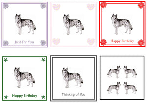 Siberian Husky Greeting Card Choice of 6 Designs BIRTHDAY, THINKING OF YOU, BLANK