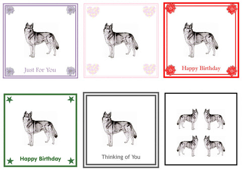 Siberian Husky Greeting Card Choice of 6 Designs BIRTHDAY, THINKING OF YOU, BLANK