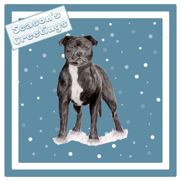 Staffordshire Bull Terrier Christmas Card Choice of 3 Card Designs Single or Multi Pack