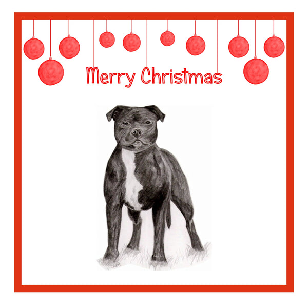 Staffordshire Bull Terrier Christmas Cards Pack of 6