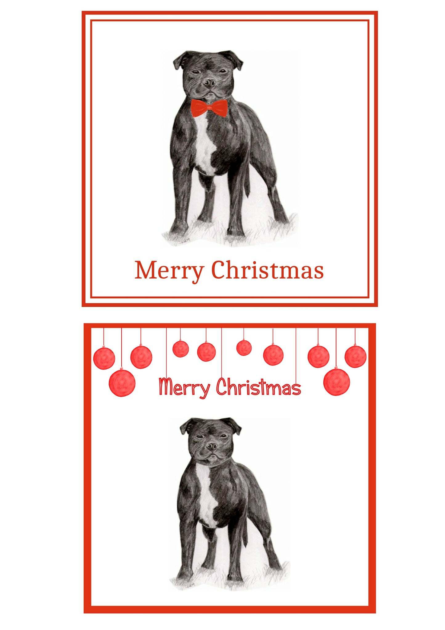 Staffordshire Bull Terrier Christmas Cards Pack of 6