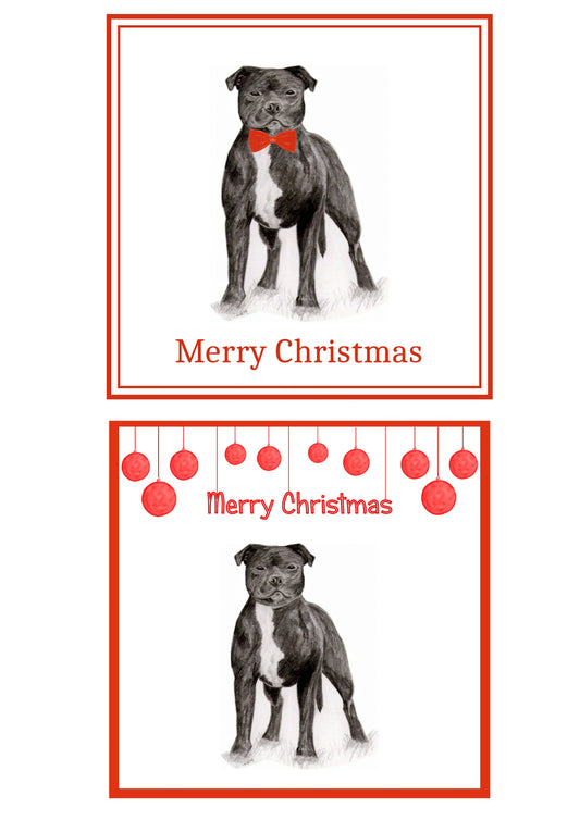 Staffordshire Bull Terrier Christmas Cards Pack of 6