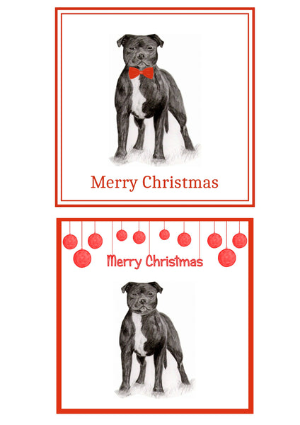 Staffordshire Bull Terrier Christmas Cards Pack of 6