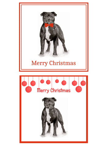 Staffordshire Bull Terrier Christmas Cards Pack of 6