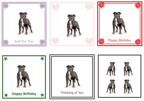 Staffie Greeting Card Choice of 6 Designs BIRTHDAY, THINKING OF YOU, BLANK