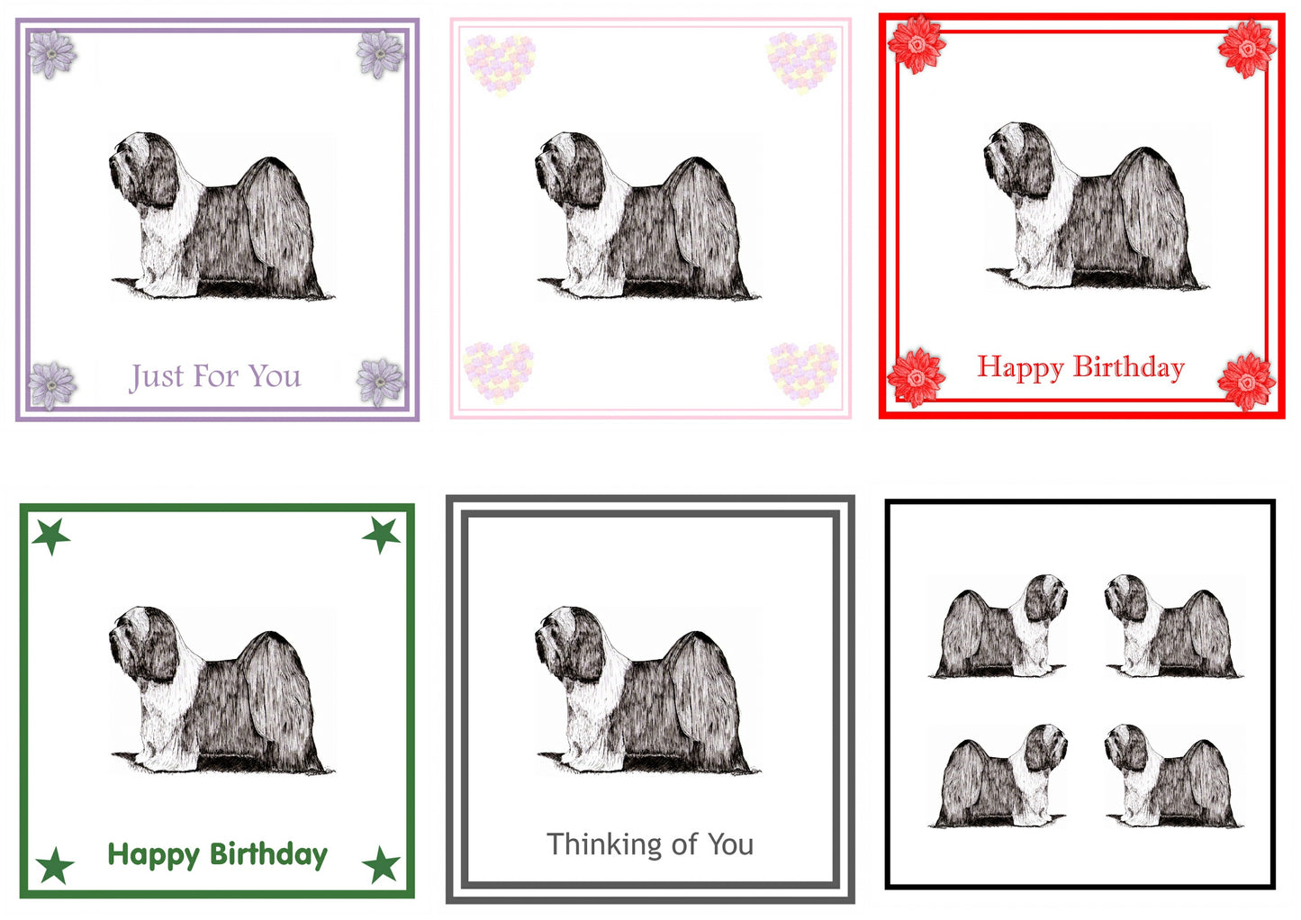 Tibetan Terrier Greeting Card Choice of 6 Designs BIRTHDAY, THINKING OF YOU, BLANK