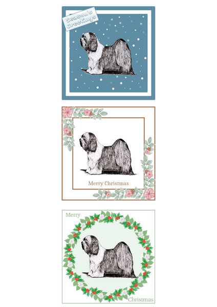 Tibetan Terrier Christmas Card Choice of 3 Card Designs Single or Multi Pack