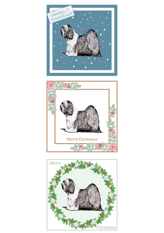 Tibetan Terrier Christmas Card Choice of 3 Card Designs Single or Multi Pack