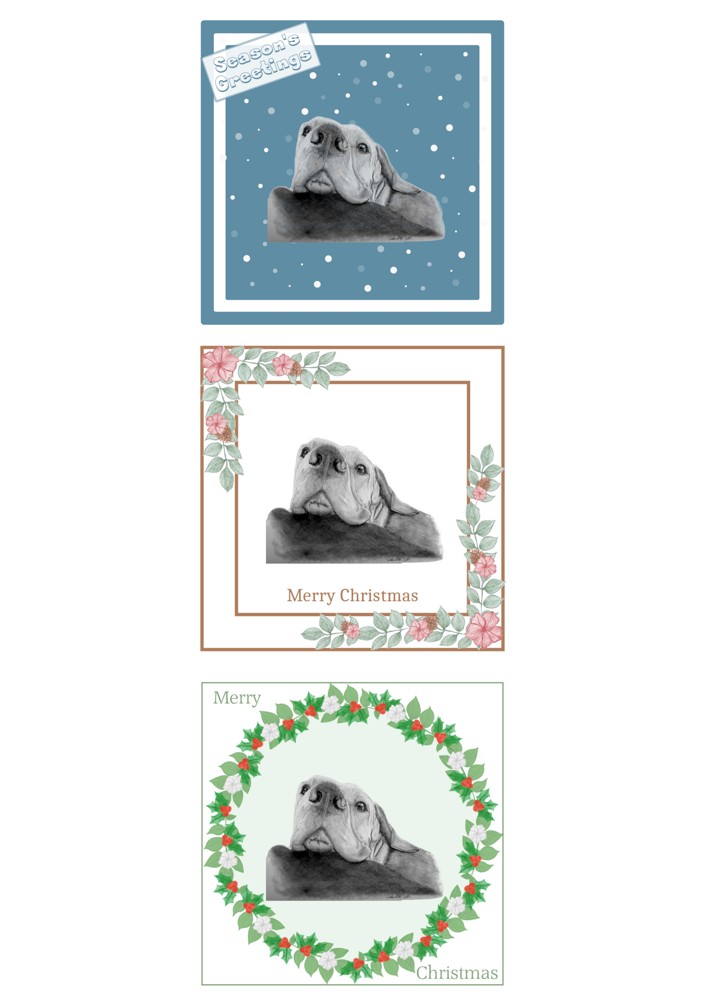 Hungarian Vizsla Christmas Card Choice of 3 Card Designs Single or Multi Pack