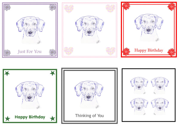 Weimaraner Greeting Card Choice of 6 Designs BIRTHDAY, THINKING OF YOU, BLANK