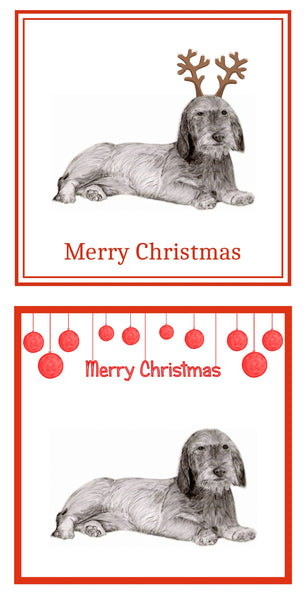 W/H Dachshund Christmas Cards Pack of 6