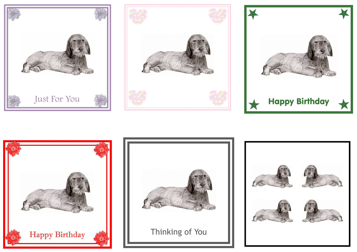 Dachshund Wired haired  Greeting Card Choice of 6 Designs BIRTHDAY, THINKING OF YOU, BLANK