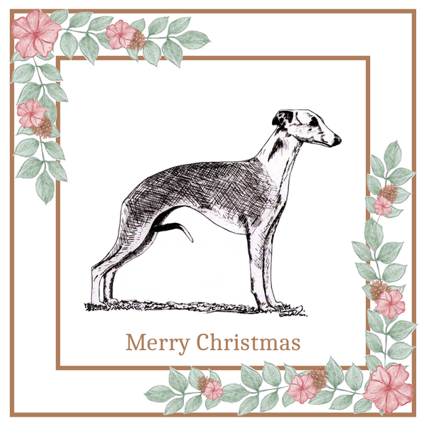 Whippet Christmas Card Choice of 3 Card Designs Single or Multi Pack