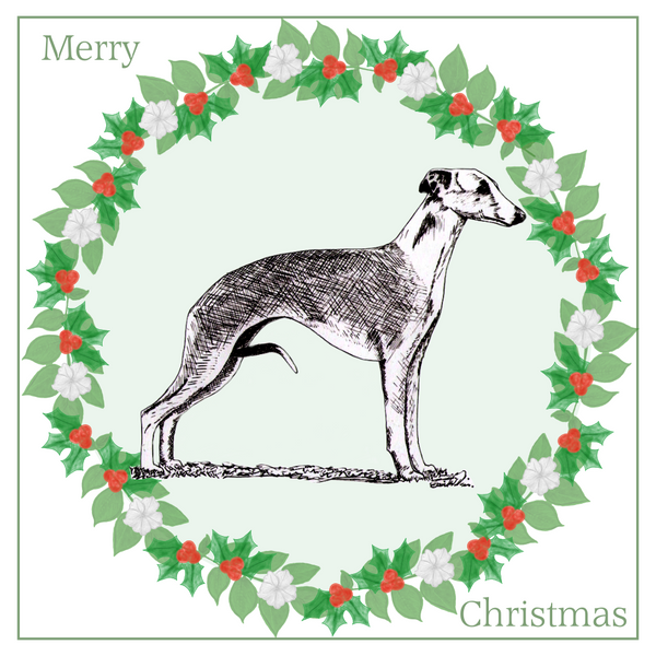 Whippet Christmas Card Choice of 3 Card Designs Single or Multi Pack