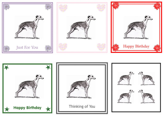 Whippet Greeting Card Choice of 6 Designs BIRTHDAY, THINKING OF YOU, BLANK