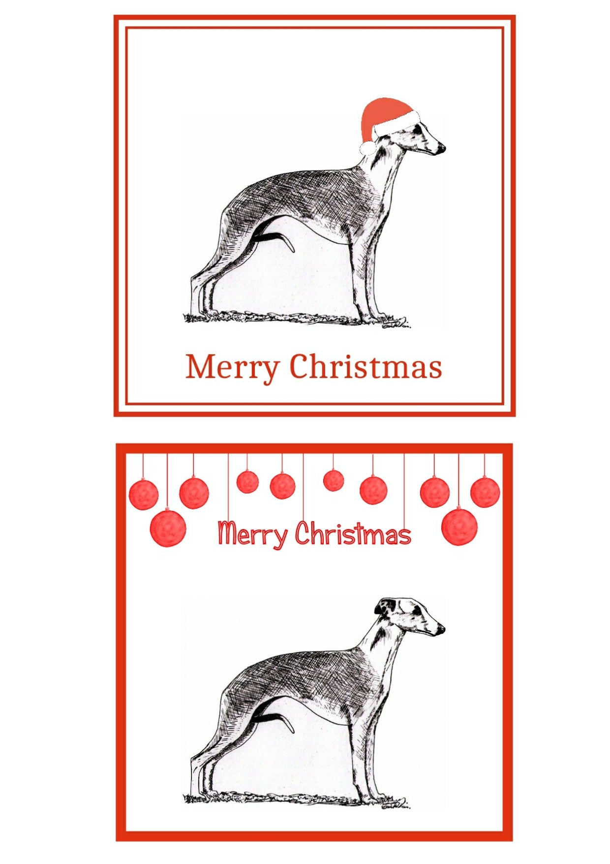 Whippet Christmas Cards Pack of 6