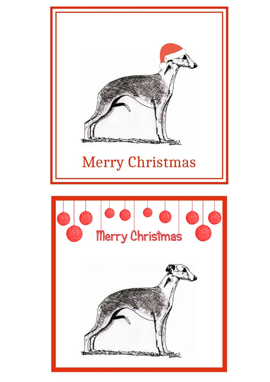 Whippet Christmas Cards Pack of 6