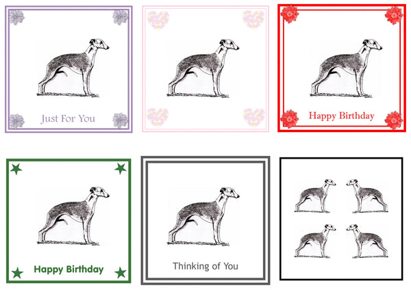 Whippet Greeting Card Choice of 6 Designs BIRTHDAY, THINKING OF YOU, BLANK