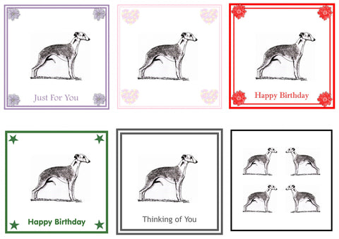 Whippet Greeting Card Choice of 6 Designs BIRTHDAY, THINKING OF YOU, BLANK