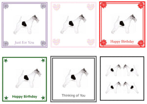 Wire Fox Terrier Greeting Card Choice of 6 Designs BIRTHDAY, THINKING OF YOU, BLANK