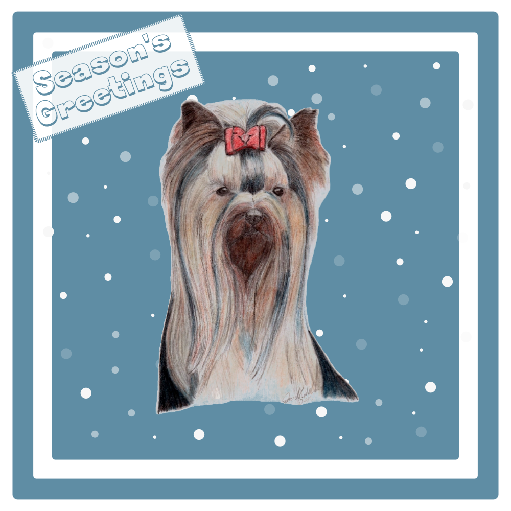 Yorkshire Terrier Christmas Card Choice of 3 Card Designs Single or Multi Pack