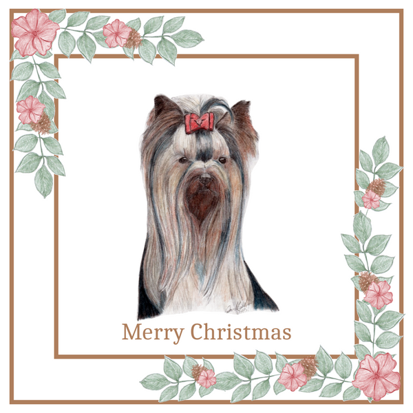 Yorkshire Terrier Christmas Card Choice of 3 Card Designs Single or Multi Pack