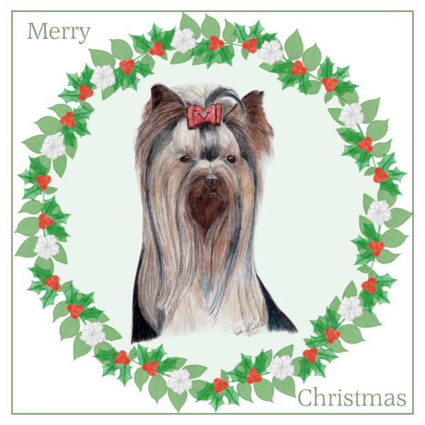 Yorkshire Terrier Christmas Card Choice of 3 Card Designs Single or Multi Pack