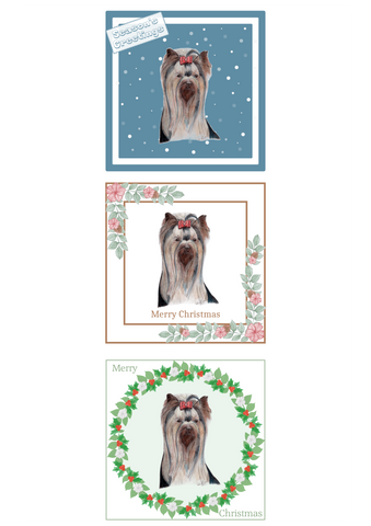 Yorkshire Terrier Christmas Card Choice of 3 Card Designs Single or Multi Pack